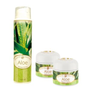 Aloe vera Pflegeset bestehend aus Aloe vera Softcreme 50ml, Aloe vera Repaircreme 50ml sowie Aloe vera Bodylotion 200ml