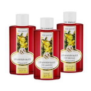 1x Johanniskrautöl pur Bio, 1x mit Lavendel und 1x mit Melisse je 100ml